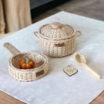 Rattan Pots Set-Rattan Toys - Rattan Kitchen Set