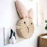 Rattan Rabbit Head (pink)