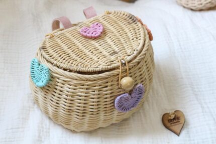 Rainbow Rattan Bicycle Front Basket - Colorful and Handmade Bike Accessory