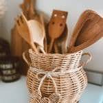 Stylish and Practical Rattan Spoon Holder for Kitchen Organization