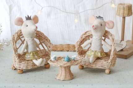 Rattan Doll Chair/Table Set - Handcrafted Kids Furniture for Joyful Spaces